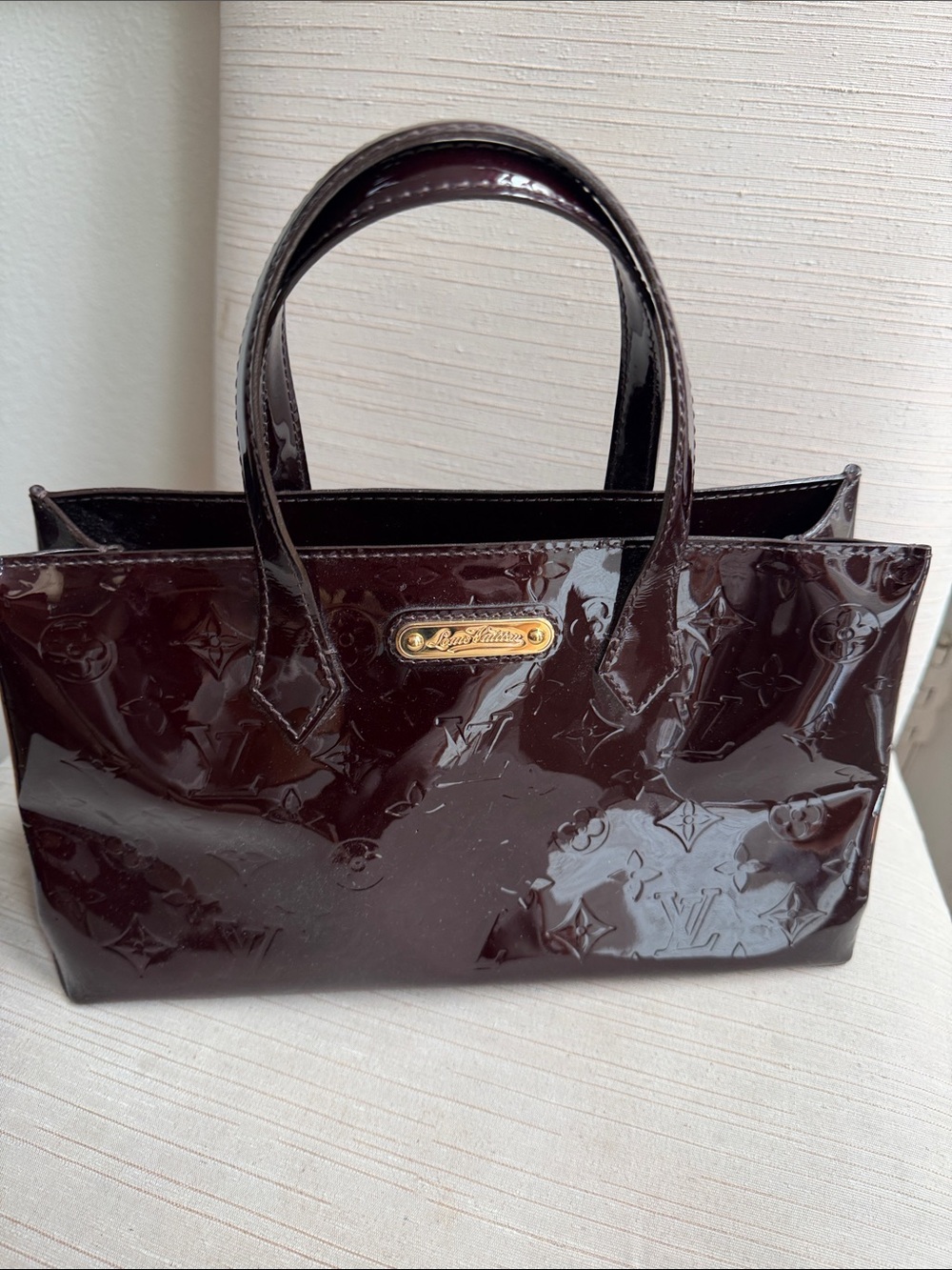 Louis Vuitton Patent Vernis Satchel in Dark Burgundy